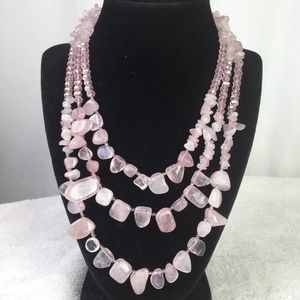 Rose Quartz Necklace with Czeck Glass Beads